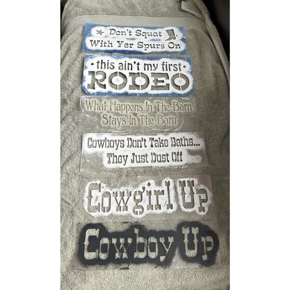 6 Reusable Mylar Stencils For Painting Cowboy Western Cowgirl Funny Signs Decor - Picture 1 of 3